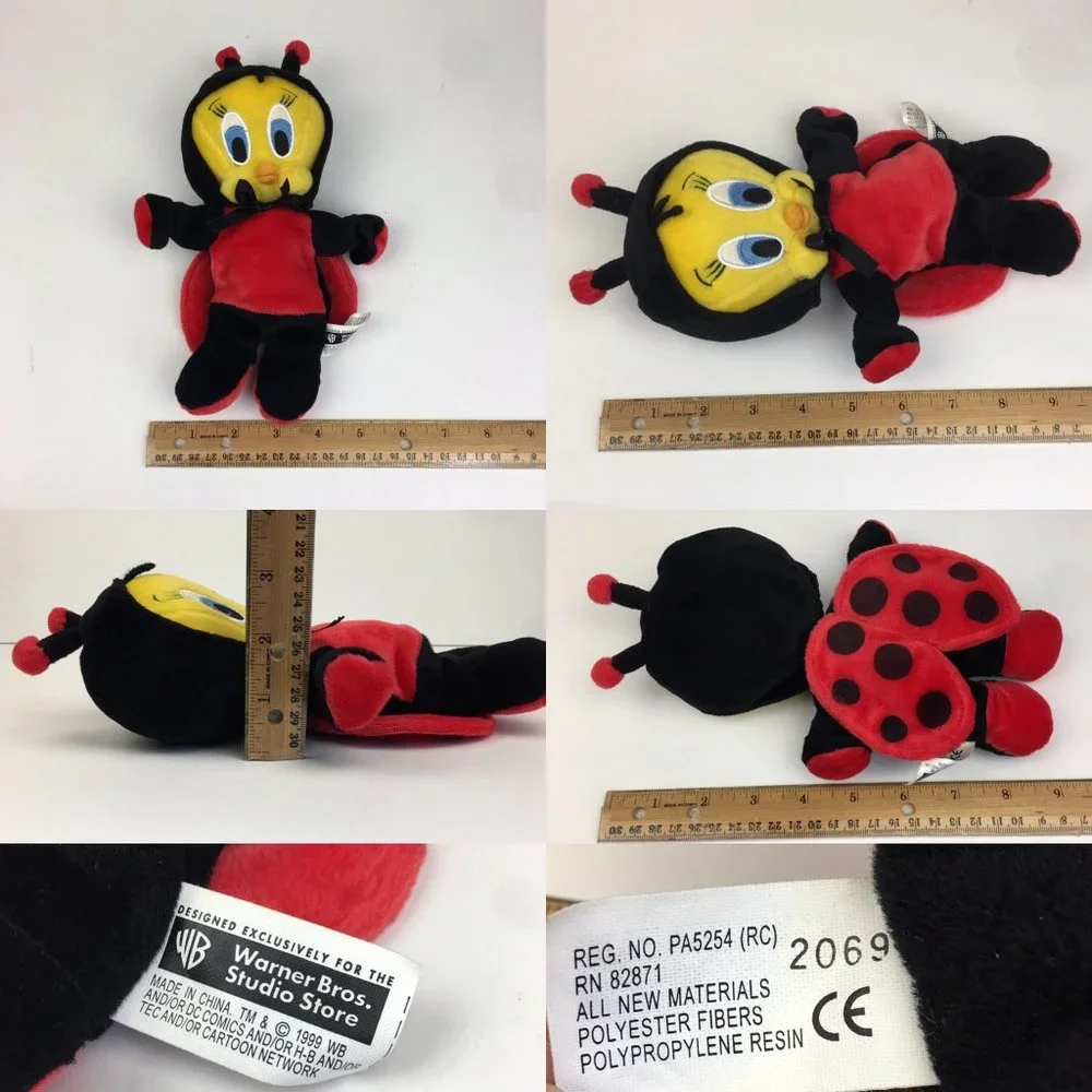 Tweety Bird Bubble Bath Bottle Vinyl Zippered Pencil Case Small‎ Lady Bug Plush